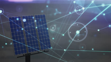 Animation-Des-Netzwerks-Von-Verbindungen-über-Solarpaneele