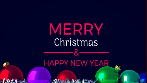 Animation-of-merry-christmas-and-happy-new-year-text-banner-over-colorful-baubles-decoration