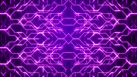 Animation-of-neon-integrated-circuit-on-purple-background