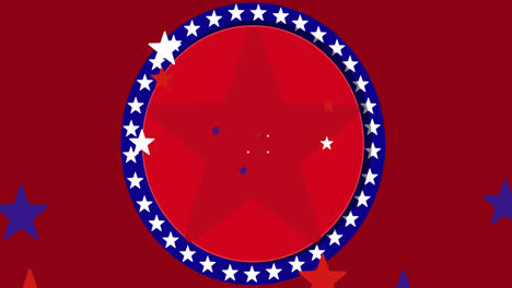 Animación-De-Estrellas-Sobre-Un-Círculo-Azul-Con-Estrellas-Blancas-Sobre-Fondo-Rojo