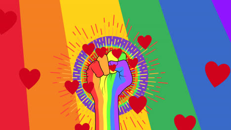 Animation-of-rainbow-fist-over-rainbow-background