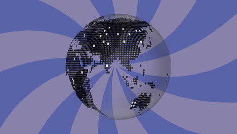 Animation-of-spinning-globe-icon-against-blue-radial-background