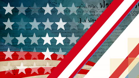 Animation-Der-Amerikanischen-Flagge-Mit-Sternen-Und-Streifen-über-Der-Verfassung