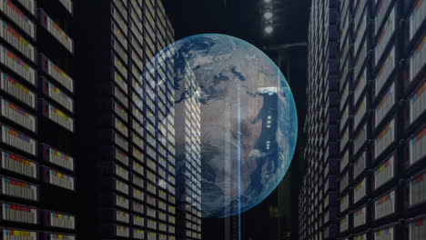 Animation-Eines-Globus-Vor-Einem-Computer-Serverraum