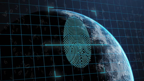 Animation-of-biometric-fingerprint-and-scope-scanning-over-globe