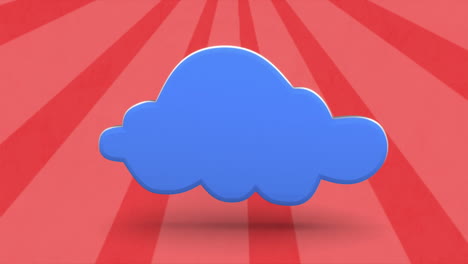 Animation-of-spinning-cloud-icon-against-pink-radial-background