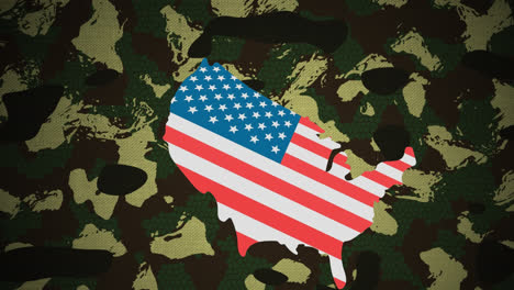 Animation-of-map-with-flag-of-united-states-of-america-on-camo-background