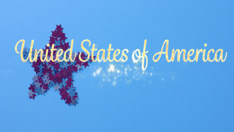 Animation-Des-Textes-Der-Vereinigten-Staaten-Von-Amerika-über-Einem-Stern-Auf-Blauem-Hintergrund