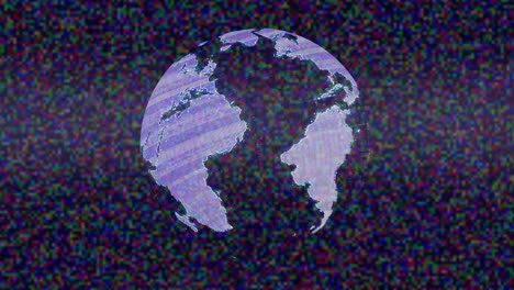 Animation-of-tv-glitch-over-globe