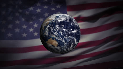 Animation-Des-Globus-über-Dem-Hintergrund-Der-Flagge-Der-Vereinigten-Staaten-Von-Amerika