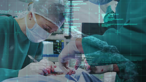 Animation-of-dna-strand-and-data-processing-over-diverse-surgeons-at-operating-theatre