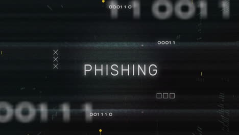 Animation-of-phishing-text-banner-over-data-processing-and-microprocessor-connections