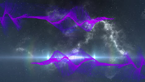 Animation-Von-Leuchtenden-Sternen-Und-Sich-Bewegenden-Wolken-über-Dem-Dunklen-Nachthimmel