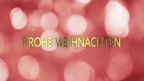 Animation-of-frohe-weihnachten-text-over-red-spots-of-light-background