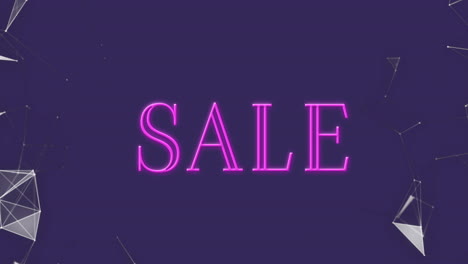 Animation-of-neon-pink-sale-text-banner-and-plexus-networks-against-black-background