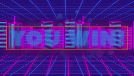 Animation-of-you-win-text-over-cityscape-and-neon-grid-background
