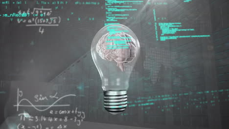 Animation-of-mathematical-equations-and-data-processing-over-human-brain-spinning-in-electric-bulb