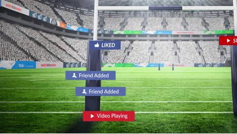 Animation-Von-Social-Media-Symbolen,-Die-Vor-Einem-Rugbystadion-Schweben