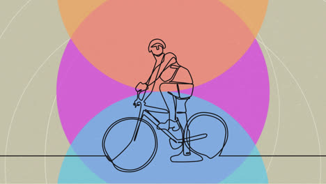 Animation-Der-Zeichnung-Einer-Radfahrerin-über-Formen