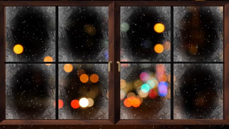Animation-Eines-Fensters-über-Fallendem-Schnee-Und-Autos-Zu-Weihnachten