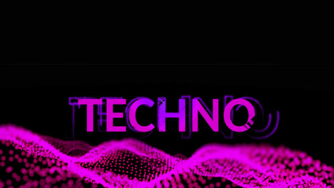 Animation-of-techno-text-on-black-background-with-glitter