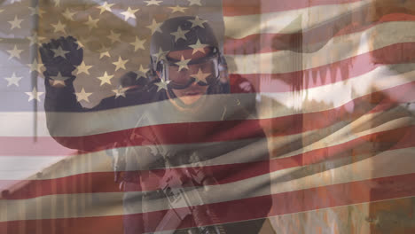 Animation-Der-Flagge-Der-USA-über-Verschiedenen-Männlichen-Soldaten