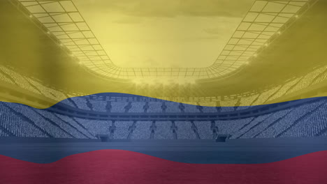 Animation-Der-Flagge-Kolumbiens-über-Einem-Sportstadion