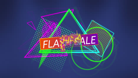 Animation-Des-Flash-Sale-Textes-über-Einem-Lebendigen-Neon-Musterhintergrund