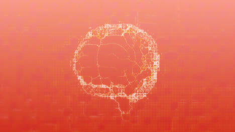 Animation-Des-Sich-Drehenden-Menschlichen-Gehirns-Auf-Orangefarbenem-Hintergrund
