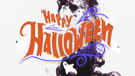 Animation-of-happy-halloween-text-over-black-and-white-background