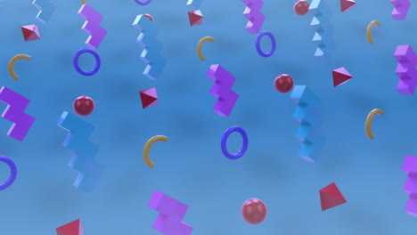 Animation-Abstrakter-3D-Formen,-Die-Sich-In-Einem-Nahtlosen-Muster-Vor-Blauem-Hintergrund-Bewegen