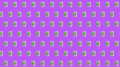 Animation-of-rows-of-computer-pattern-moving-on-purple-background