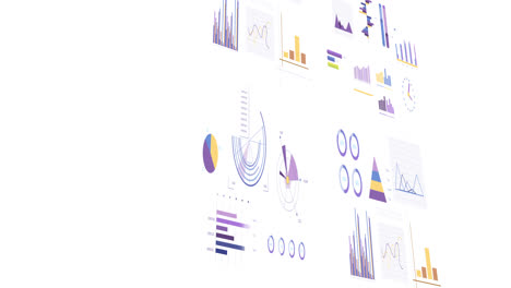 Animation-of-financial-data-processing-with-graphs-on-white-background