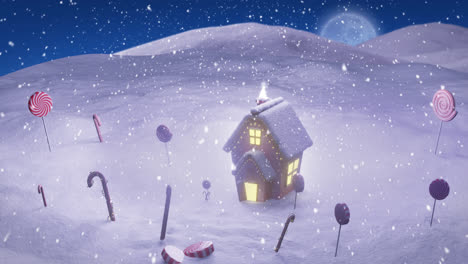 Animation-Eines-Fensters-über-Einem-Haus-Und-Einer-Winterlandschaft