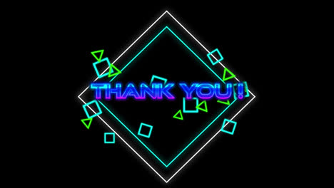 Animation-of-digital-thank-you-text-with-graphical-triangular-and-square-shapes-on-black-background