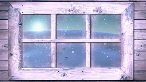 Animation-Eines-Fensters-über-Fallendem-Schnee-Und-Einer-Winterlandschaft