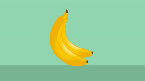 Animation-of-banana-icon-on-green-black-background