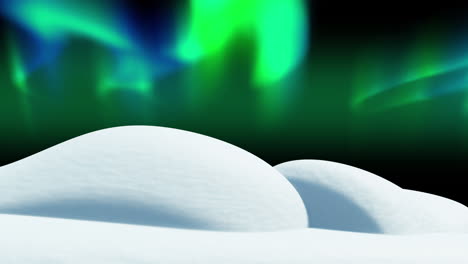 Animation-of-aurora-borealis-over-snow-on-dark-background