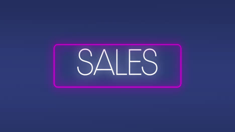 Animation-of-sales-text-in-neon-frame-over-blue-background