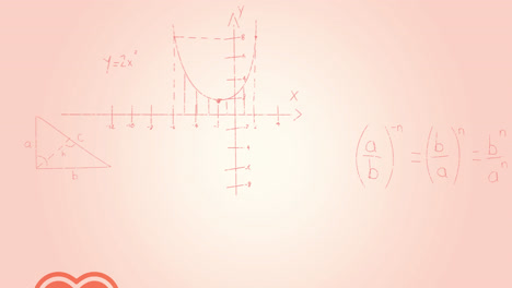 Animation-of-mathematical-data-processing-over-pink-background