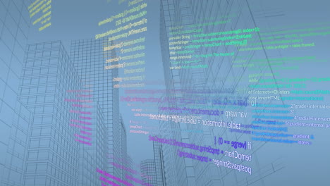 Animation-Der-Datenverarbeitung-über-Modernen-Bürogebäuden