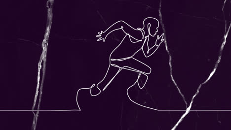 Animation-of-drawing-of-male-runner-and-shapes-on-black-background