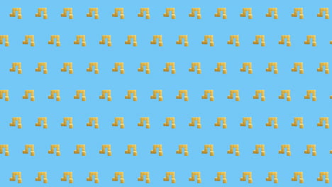 Animation-Von-Reihen-Gelber-Muster,-Die-Sich-Auf-Blauem-Hintergrund-Bewegen