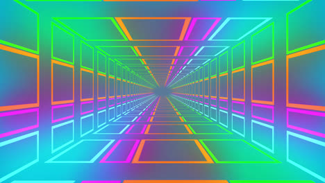 Animation-Eines-Neontunnels-Mit-Farbverlauf-Auf-Blauem-Hintergrund