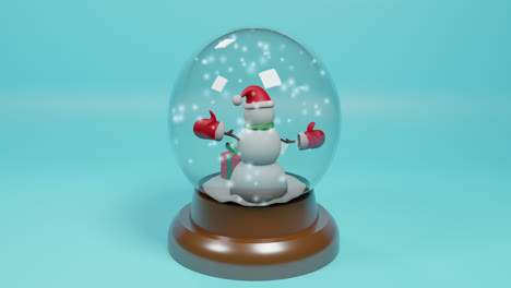 Animation-of-christmas-snow-globe-over-green-background