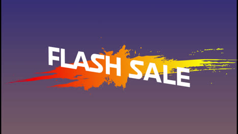 Animation-of-geometric-shapes-and-flash-sale-text-on-color-splash-against-gradient-background