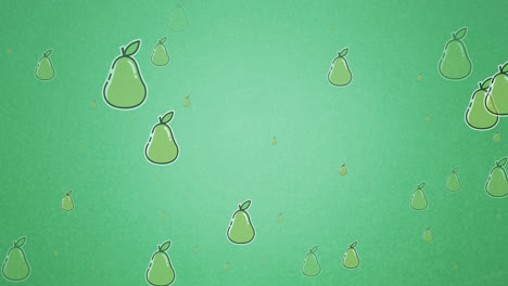 Animation-of-pear-icons-over-green-background