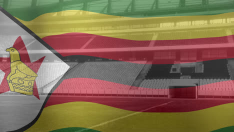 Animation-Einer-Wehenden-Flagge-Simbabwes-über-Einem-Sportstadion