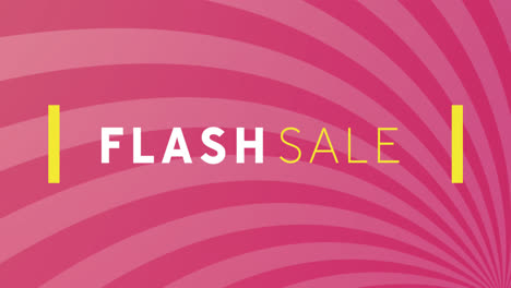 Animation-of-flash-sale-text-between-lines-over-stripes-against-pink-background