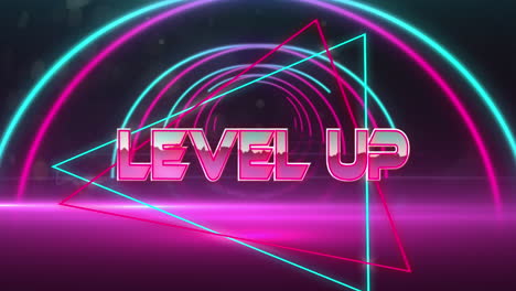 Animation-of-high-score-text-in-pink-shiny-letters-over-pink-and-blue-neon-tunnel-on-black